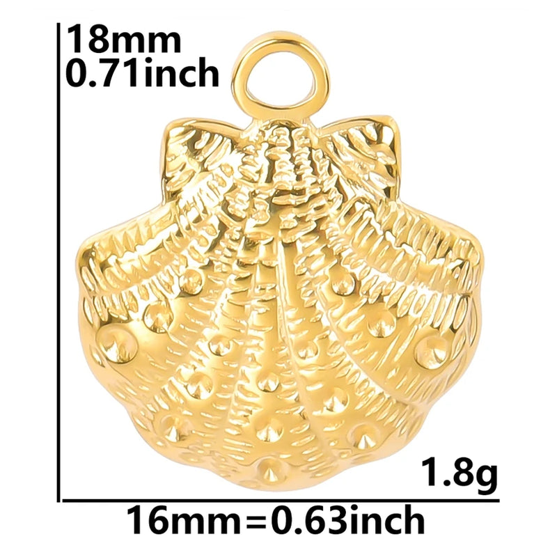 10PCS Shell Pendant Charms 18x16mm Stainless Steel DIY Jewelry Supplies