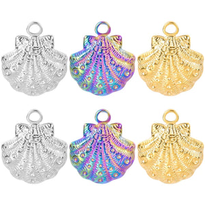 10PCS Shell Pendant Charms 18x16mm Stainless Steel DIY Jewelry Supplies