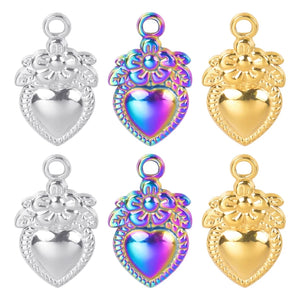 10PCS Strawberry Pendant Charms Stainless Steel DIY Jewelry Necklace Accesso