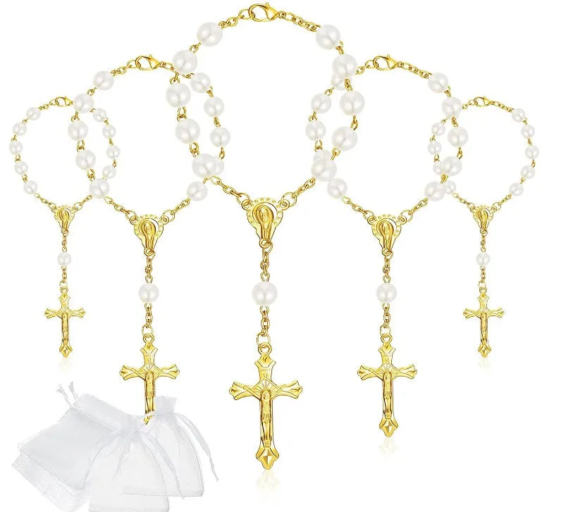 10PCS Glass Bead Catholic Rosary Necklace for Women