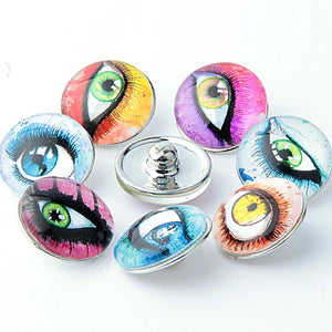 10PCS Glass Snap Charms Mixed Snap Button Eyes 18mm Interchangeable Jewelry
