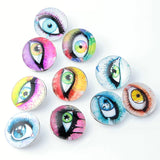 10PCS Glass Snap Charms Mixed Snap Button Eyes 18mm Interchangeable Jewelry