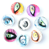 10PCS Glass Snap Charms Mixed Snap Button Eyes 18mm Interchangeable Jewelry