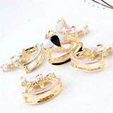10PCS/Lot Metal Oil Drop Horse Shape Charms Enamel Folating Pendant