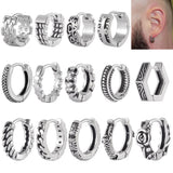 10PCS Gothic Ear Clicker Hoop Earrings Unisex Punk Piercing Jewelry