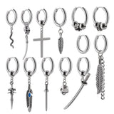 10PCS Gothic Ear Clicker Hoop Earrings Unisex Punk Piercing Jewelry