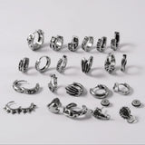 10PCS Gothic Ear Clicker Hoop Earrings Unisex Punk Piercing Jewelry