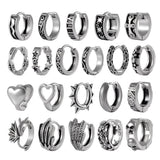 10PCS Gothic Ear Clicker Hoop Earrings Unisex Punk Piercing Jewelry
