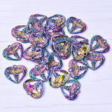 10PCS Love Heart Wings Who Logo Alloy Rainbow Charms Pendants For Jewelry DIY