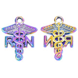 10PCS Love Heart Wings Who Logo Alloy Rainbow Charms Pendants For Jewelry DIY