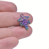 10PCS Love Heart Wings Who Logo Alloy Rainbow Charms Pendants For Jewelry DIY