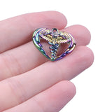 10PCS Love Heart Wings Who Logo Alloy Rainbow Charms Pendants For Jewelry DIY