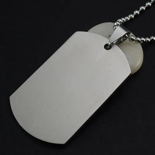 10PCS/Lot Men's Military Matte Silver Dog Tag Necklace Charm Pendant Chain