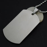 10PCS/Lot Men's Military Matte Silver Dog Tag Necklace Charm Pendant Chain