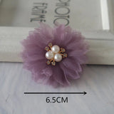 10PCS Mix Dark Purple Chiffon Rose Flowers Hair DIY Dress Decoration