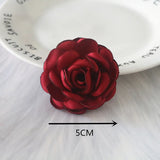 10PCS Mix Styles Wine Red Chiffon Rose Flowers DIY Hair Dress Hats Decoration