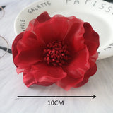10PCS Mix Styles Wine Red Chiffon Rose Flowers DIY Hair Dress Hats Decoration