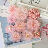 10PCS Pink Mix Chiffon Fabric Flowers Wedding DIY Accessories