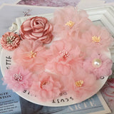 10PCS Pink Mix Chiffon Fabric Flowers Wedding DIY Accessories