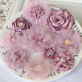 10PCS Purple Chiffon Flowers Wedding Dress DIY Accessories