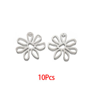 10PCS Brass Flower Charms Filigree Pendant Earring Findings DIY Necklace Making