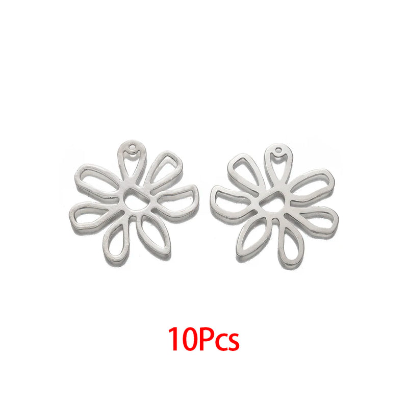 10PCS Brass Flower Charms Filigree Pendant Earring Findings DIY Necklace Making