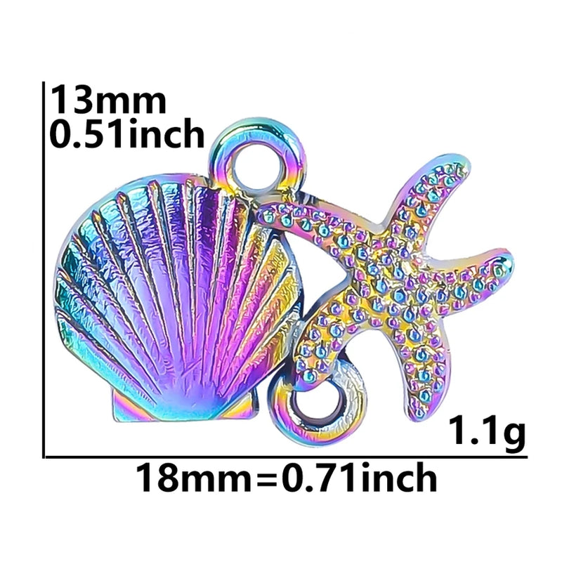 10PCS Seashells Starfish Charm Alloy Pendant for DIY Jewelry