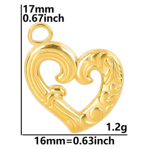 10PCS Stainless Steel Heart Charms Pendant DIY Jewelry Making