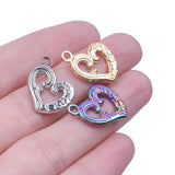 10PCS Stainless Steel Heart Charms Pendant DIY Jewelry Making