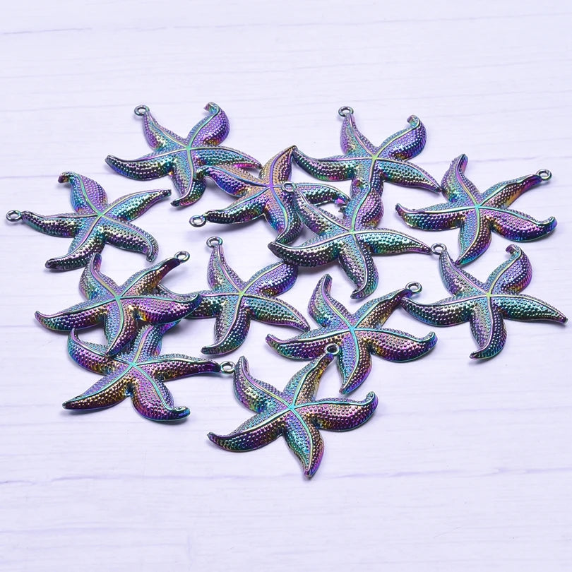 10PCS Starfish Pendant Charm for Jewelry DIY Accessories