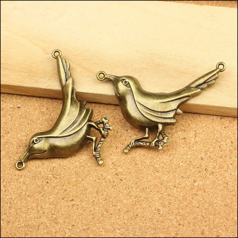 10PCS Vintage Bronze Bird Necklace Pendants DIY Jewelry Findings