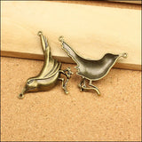 10PCS Vintage Bronze Bird Necklace Pendants DIY Jewelry Findings