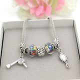 10PCS Charm Bracelets Lips Rose Bead Hair Stylist Mirror Dryer for Women