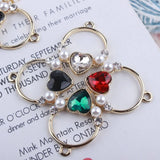 10PCS Zinc Alloy Charms Pearl Crystal Heart Floating Jewelry DIY Craft
