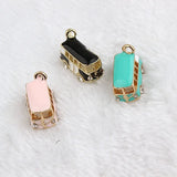 10PCS Bus Charm Pendant With Rhinestone for Jewelry Making