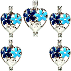 10PCS Heart Flower Pearl Cage Charm Locket Aromatherapy Diffuser Pendant