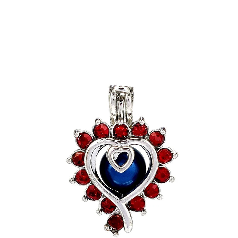 10PCS Rhinestone Heart Charms Pearl Cage Locket Aromatherapy Diffuser Pendant