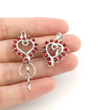 10PCS Rhinestone Heart Charms Pearl Cage Locket Aromatherapy Diffuser Pendant