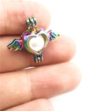 10PCS Heart Wing Pearl Cage Locket Diffuser Pendant for Necklace, Keychain
