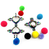 10PCS Heart Wing Pearl Cage Locket Diffuser Pendant for Necklace, Keychain