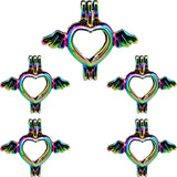 10PCS Heart Wing Pearl Cage Locket Diffuser Pendant for Necklace, Keychain