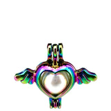 10PCS Heart Wing Pearl Cage Locket Diffuser Pendant for Necklace, Keychain