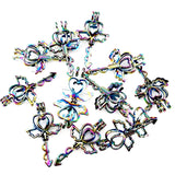 10PCS Love Heart Wing Key Charm Pearl Cage Locket Aromatherapy Diffuser Pendant