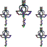 10PCS Love Heart Wing Key Charm Pearl Cage Locket Aromatherapy Diffuser Pendant