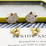 10PCS Lucky Cat & Mouse Enamel Alloy Charms Pendants Animal Charms