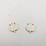 10PCS Lucky Cat & Mouse Enamel Alloy Charms Pendants Animal Charms