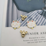 10PCS Lucky Cat & Mouse Enamel Alloy Charms Pendants Animal Charms
