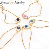 Eye Charm Bracelet for Women Adjustable Bangles Copper Jewelry Gift