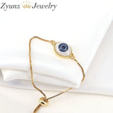 Eye Charm Bracelet for Women Adjustable Bangles Copper Jewelry Gift