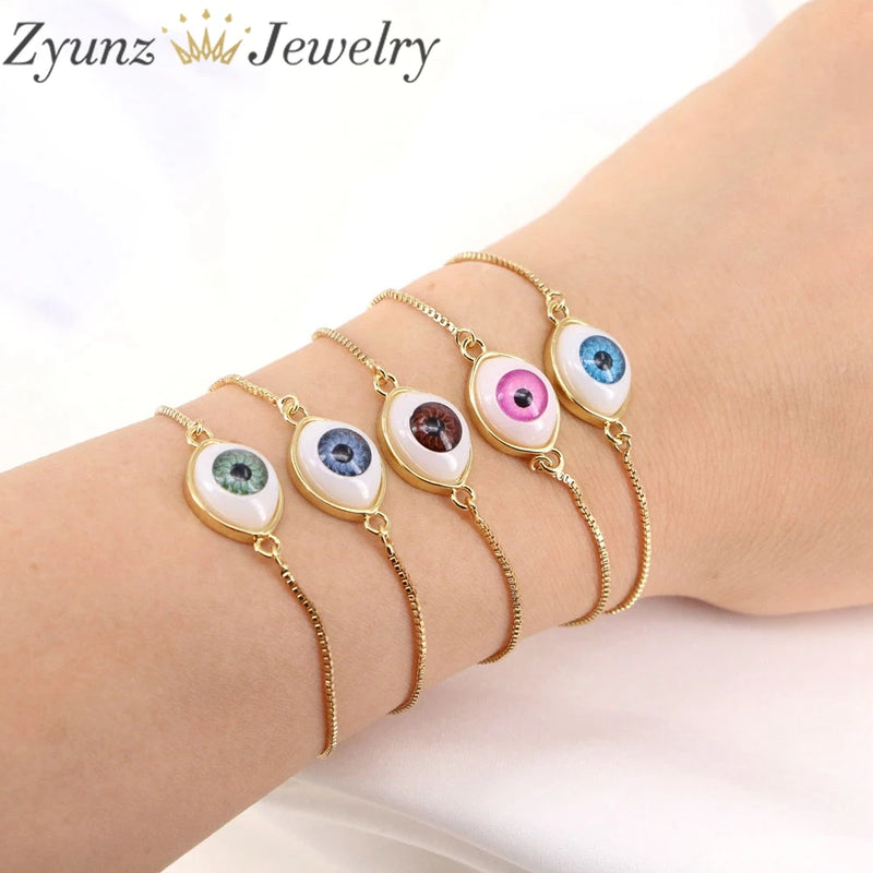 Eye Charm Bracelet for Women Adjustable Bangles Copper Jewelry Gift